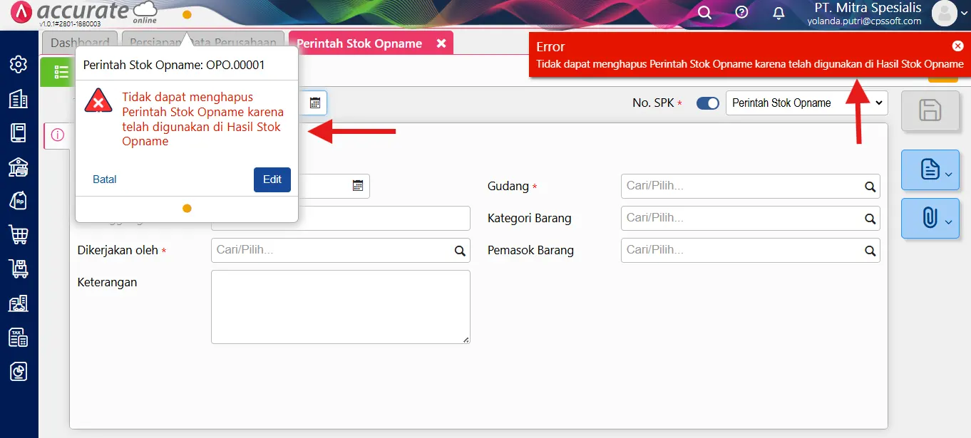 1 Menghapus transaksi Stok Opname